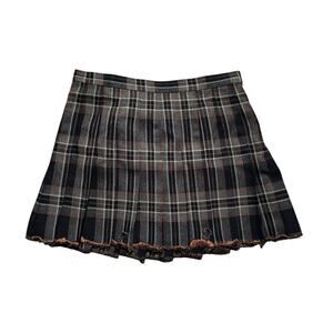 Burning embroidered pleated mini skirt